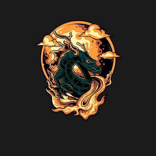 Мужской свитшот Дракон в огне dragon on fire / Черный – фото 3