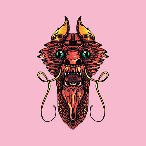 Мужской свитшот Голова дракона dragon head / Светло-розовый – фото 3