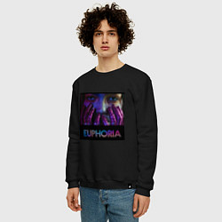 Свитшот хлопковый мужской Сериал Euphoria - Зендея, цвет: черный — фото 2