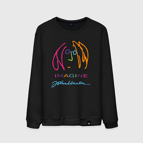 Мужской свитшот Джон Леннон Автопортрет Автограф / Черный – фото 1