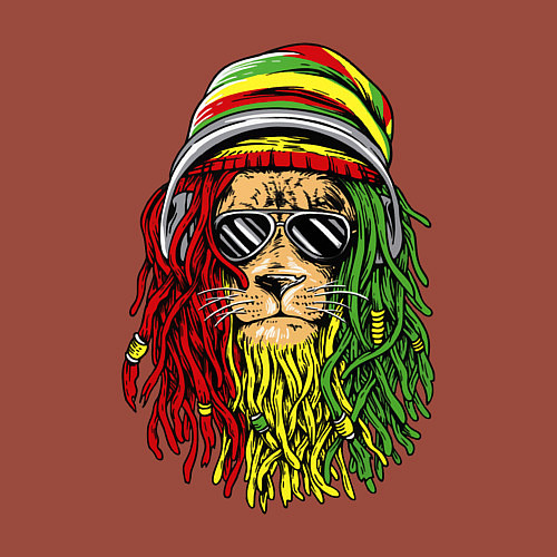 Мужской свитшот Rasta lioN / Кирпичный – фото 3