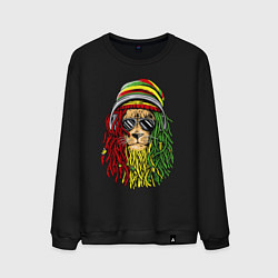 Свитшот хлопковый мужской Rasta lioN, цвет: черный