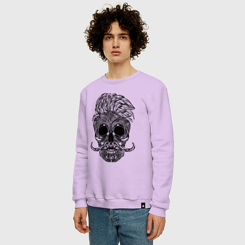 Мужской свитшот Skull hipster / Лаванда – фото 3