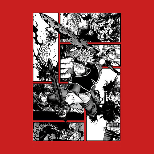 Мужской свитшот АСТА Черный Клевер Панели Манги / Красный – фото 3