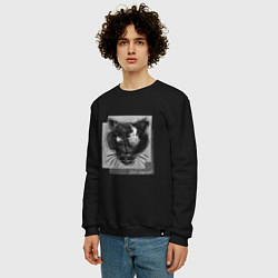 Свитшот хлопковый мужской Коллекция Get inspired! Большая кошка Абстракция f, цвет: черный — фото 2