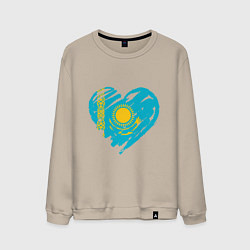 Свитшот хлопковый мужской Kazakhstan Heart, цвет: миндальный