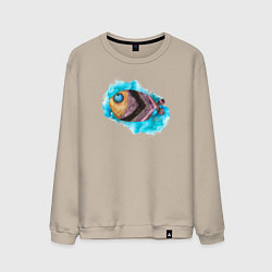 Свитшот хлопковый мужской Забавная рыбка, цвет: миндальный