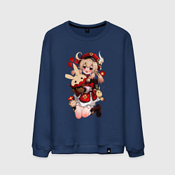Свитшот хлопковый мужской КЛИ милейшее создание Геншин, цвет: тёмно-синий