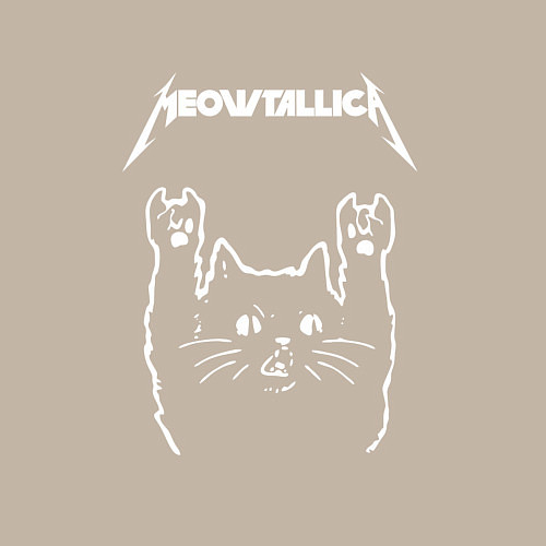 Мужской свитшот МЯУТАЛИКА металлика кот / Миндальный – фото 3