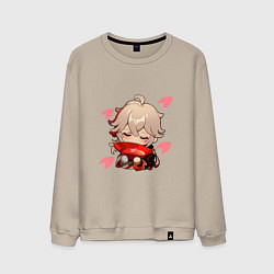 Мужской свитшот Маленький Казуха ест геншин импакт