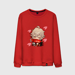 Мужской свитшот Маленький Казуха ест геншин импакт