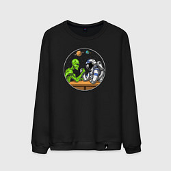 Мужской свитшот Армрестлинг пришелец против космонавта