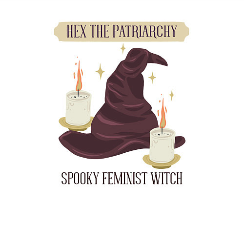 Мужской свитшот Spooky feminist witch / Белый – фото 3