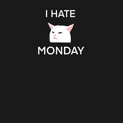 Свитшот хлопковый мужской I hate monday текст с котом, цвет: черный — фото 2