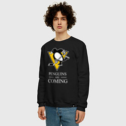 Свитшот хлопковый мужской Penguins are coming, Pittsburgh Penguins, Питтсбур, цвет: черный — фото 2