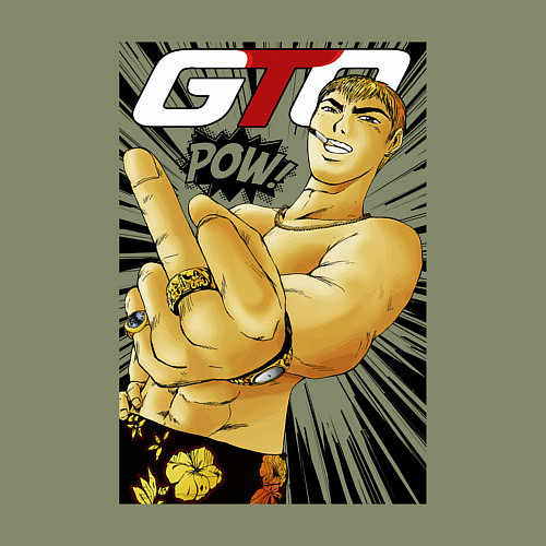 Мужской свитшот Onizuka fuck pow / Авокадо – фото 3