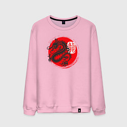Свитшот хлопковый мужской Ниндзя дракон Япония, цвет: светло-розовый