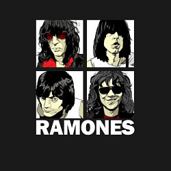 Свитшот хлопковый мужской Ramones, Рамонес Портреты, цвет: черный — фото 2