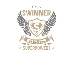 Свитшот хлопковый мужской Я пловец А у тебя какая суперсила?, цвет: белый — фото 2