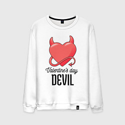 Свитшот хлопковый мужской Valentines Day Devil, цвет: белый