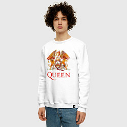 Свитшот хлопковый мужской Queen, логотип, цвет: белый — фото 2