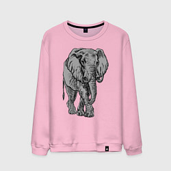Свитшот хлопковый мужской Огромный могучий слон, цвет: светло-розовый