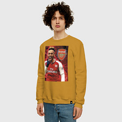 Свитшот хлопковый мужской Arsenal, Pierre-Emerick Aubameyang, цвет: горчичный — фото 2
