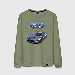 Свитшот хлопковый мужской Ford - legendary racing team!, цвет: авокадо