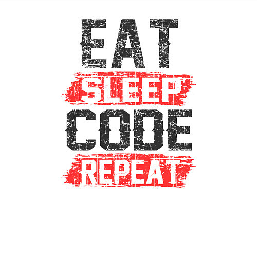 Мужской свитшот EAT SLEEP CODE REPEAT / Белый – фото 3