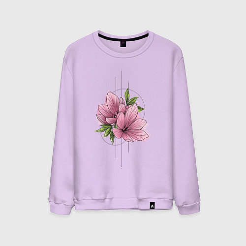 Мужской свитшот Акварельный розовой цветок / Лаванда – фото 1