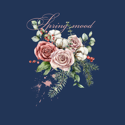 Мужской свитшот Spring mood Flower / Тёмно-синий – фото 3