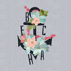 Свитшот хлопковый мужской Якорь весенних цветов, цвет: меланж — фото 2