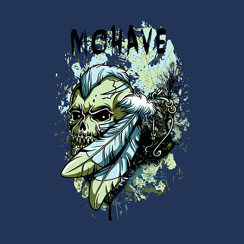 Мужской свитшот Череп с ирокезом / Тёмно-синий – фото 3