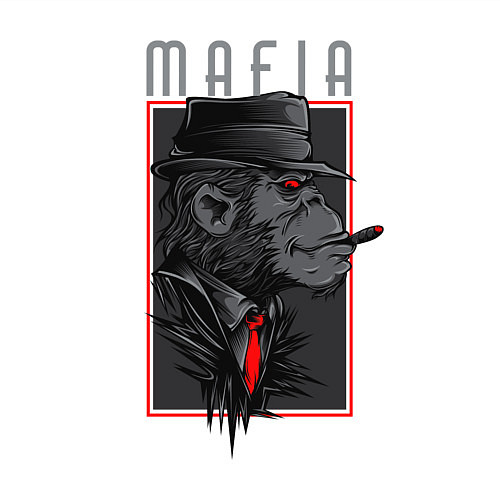 Мужской свитшот Обезьяна мафиози / Белый – фото 3