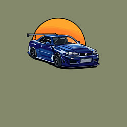 Свитшот хлопковый мужской Ниссан gtr 2022, цвет: авокадо — фото 2