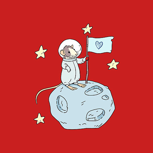 Мужской свитшот Мышь-космонавт / Красный – фото 3