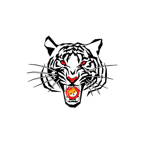 Мужской свитшот Агрессивный тигр с монетой Шиба ину в пасти / Белый – фото 3