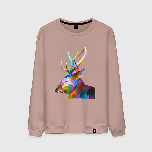 Мужской свитшот Цветной олень Colored Deer / Пыльно-розовый – фото 1