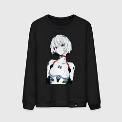 Свитшот хлопковый мужской Рей Аянами Rei Ayanami Ева Евангелион, цвет: черный