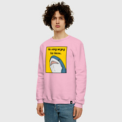 Свитшот хлопковый мужской Не хочу акулу из Икеи, цвет: светло-розовый — фото 2