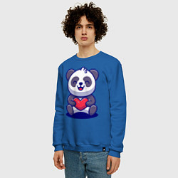 Свитшот хлопковый мужской Панда с сердцем!, цвет: синий — фото 2