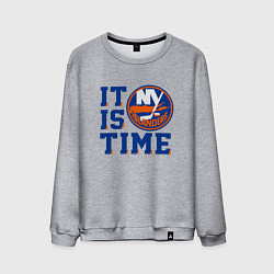 Свитшот хлопковый мужской It Is New York Islanders Time Нью Йорк Айлендерс, цвет: меланж