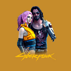 Свитшот хлопковый мужской Vi & Johnny Cyberpunk2077 Джонни и Ви, цвет: горчичный — фото 2