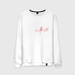 Свитшот хлопковый мужской Кардио котик, цвет: белый