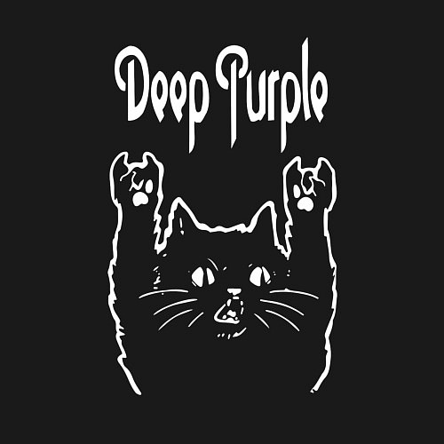 Мужской свитшот Deep Purple Рок кот / Черный – фото 3