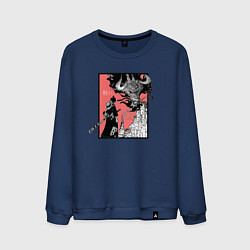 Свитшот хлопковый мужской Луффи против Кайдо One Piece, цвет: тёмно-синий