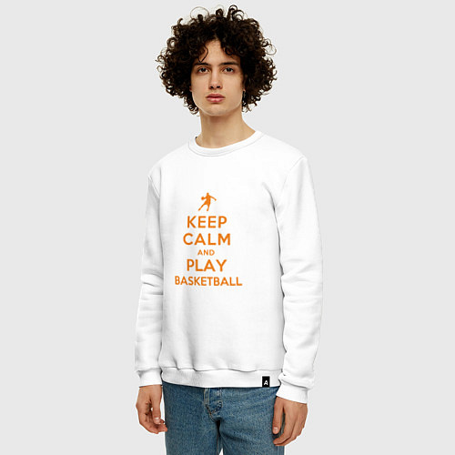 Мужской свитшот Keep Calm - Basketball / Белый – фото 3