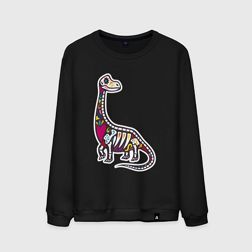 Мужской свитшот Разноцветный скелет динозавра / Черный – фото 1