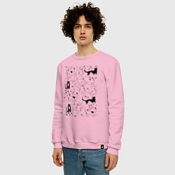Свитшот хлопковый мужской Cats Pattern, цвет: светло-розовый — фото 2