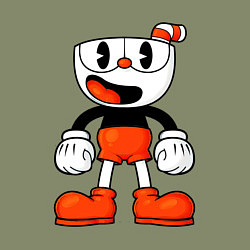 Свитшот хлопковый мужской Cuphead красная чашечка, цвет: авокадо — фото 2